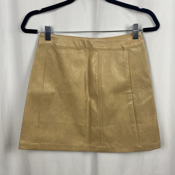 Anthropologie Sage The Label Bowie Faux Leather Mini Skirt - Taupe - Size Small - Picture 9 of 12
